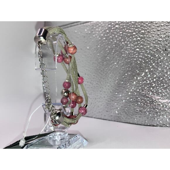 NWT! Mia & Tess Beaded Suede Illusion Mauve 9.5" Bracelet! - Picture 16 of 16